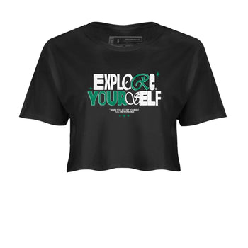 4s Oxidized Green shirts to match jordans Explore Yourself sneaker match tees Air Jordan 4 Oxidized Green SNRT Sneaker Tees streetwear brand Black 2 crop tee