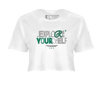 4s Oxidized Green shirts to match jordans Explore Yourself sneaker match tees Air Jordan 4 Oxidized Green SNRT Sneaker Tees streetwear brand White 2 crop tee