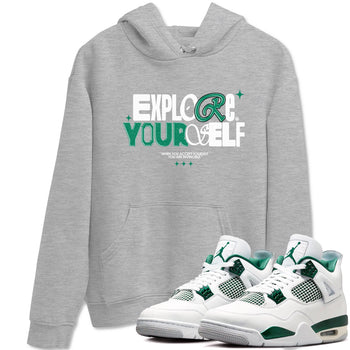 4s Oxidized Green shirts to match jordans Explore Yourself sneaker match tees Air Jordan 4 Oxidized Green SNRT Sneaker Tees streetwear brand Heather Grey 1 unisex cotton tee