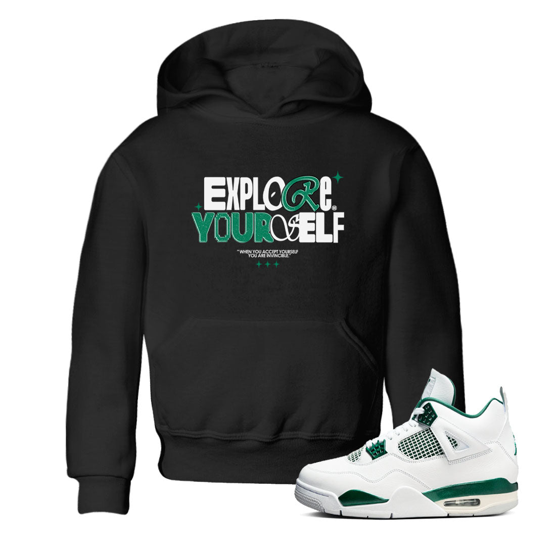 4s Oxidized Green shirts to match jordans Explore Yourself sneaker match tees Air Jordan 4 Oxidized Green SNRT Sneaker Tees streetwear brand Baby and Youth Black 1 cotton tee