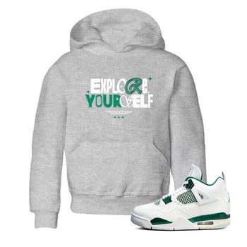 4s Oxidized Green shirts to match jordans Explore Yourself sneaker match tees Air Jordan 4 Oxidized Green SNRT Sneaker Tees streetwear brand Baby and Youth Heather Grey 1 cotton tee
