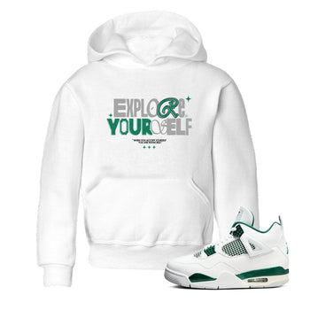 4s Oxidized Green shirts to match jordans Explore Yourself sneaker match tees Air Jordan 4 Oxidized Green SNRT Sneaker Tees streetwear brand Baby and Youth White 1 cotton tee