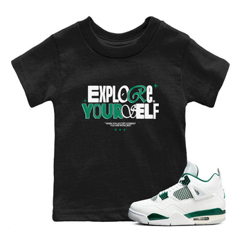 4s Oxidized Green shirts to match jordans Explore Yourself sneaker match tees Air Jordan 4 Oxidized Green SNRT Sneaker Tees streetwear brand Baby and Youth Black 1 cotton tee