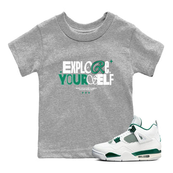 4s Oxidized Green shirts to match jordans Explore Yourself sneaker match tees Air Jordan 4 Oxidized Green SNRT Sneaker Tees streetwear brand Baby and Youth Heather Grey 1 cotton tee