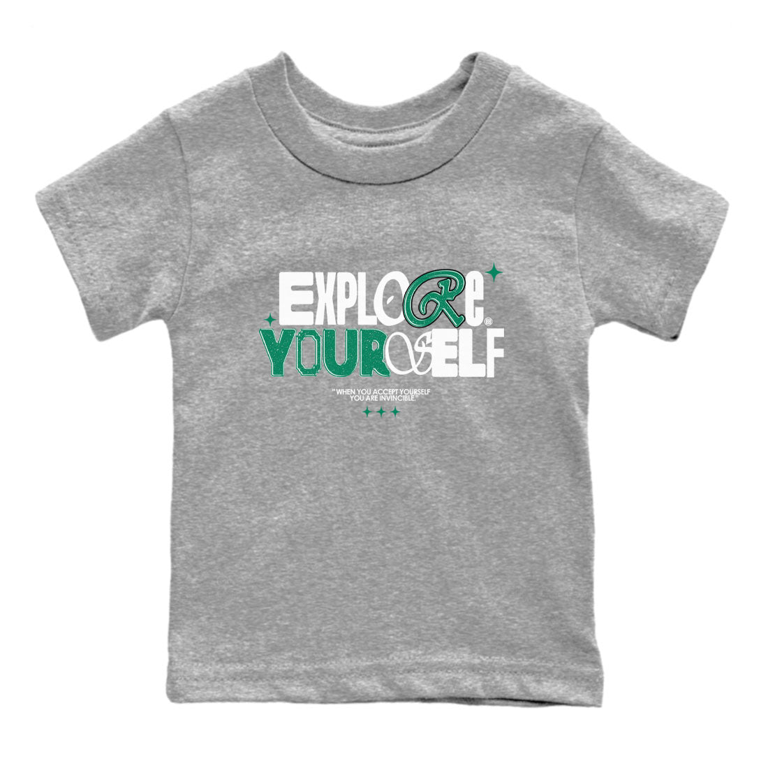 4s Oxidized Green shirts to match jordans Explore Yourself sneaker match tees Air Jordan 4 Oxidized Green SNRT Sneaker Tees streetwear brand Baby and Youth Heather Grey 2 cotton tee
