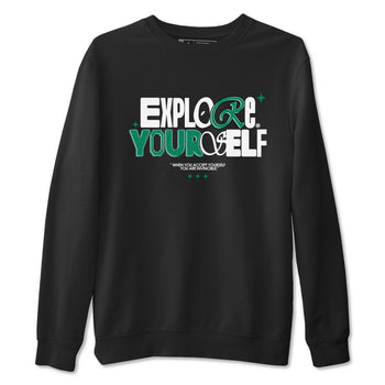 4s Oxidized Green shirts to match jordans Explore Yourself sneaker match tees Air Jordan 4 Oxidized Green SNRT Sneaker Tees streetwear brand Black 2 unisex cotton tee
