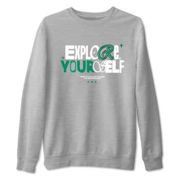 4s Oxidized Green shirts to match jordans Explore Yourself sneaker match tees Air Jordan 4 Oxidized Green SNRT Sneaker Tees streetwear brand Heather Grey 2 unisex cotton tee