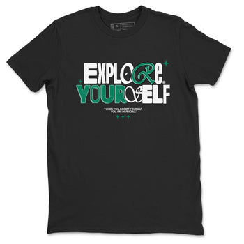 4s Oxidized Green shirts to match jordans Explore Yourself sneaker match tees Air Jordan 4 Oxidized Green SNRT Sneaker Tees streetwear brand Black 2 unisex cotton tee