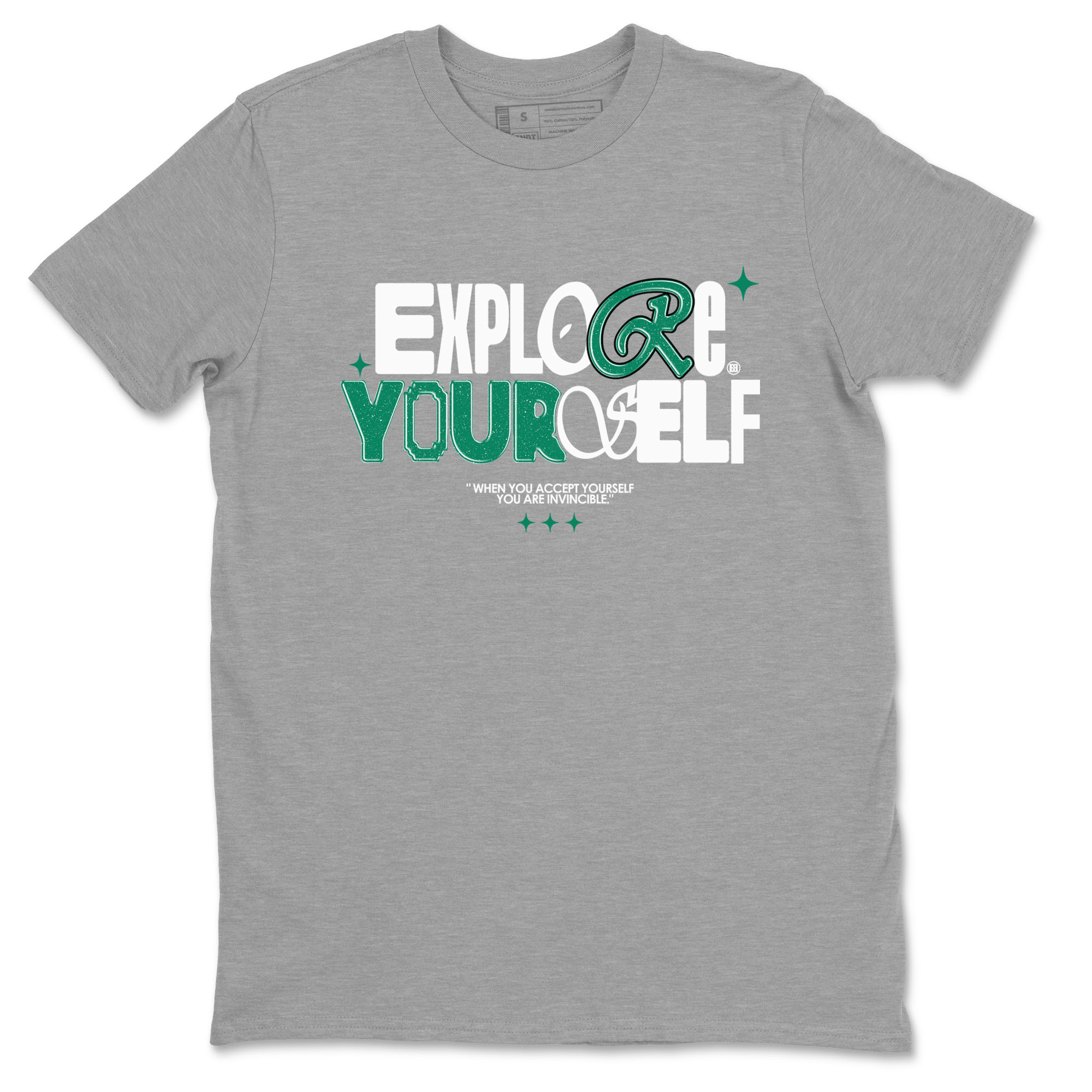 4s Oxidized Green shirts to match jordans Explore Yourself sneaker match tees Air Jordan 4 Oxidized Green SNRT Sneaker Tees streetwear brand Heather Grey 2 unisex cotton tee