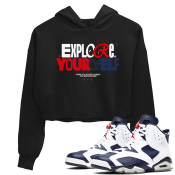 6s White And Midnight Navy shirts to match jordans Explore Yourself sneaker match tees Air Jordan 6 White And Midnight Navy SNRT Sneaker Tees streetwear brand Black 1 crop tee