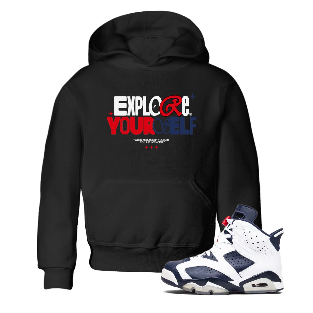 6s White And Midnight Navy shirts to match jordans Explore Yourself sneaker match tees Air Jordan 6 White And Midnight Navy SNRT Sneaker Tees streetwear brand Baby and Youth Black 1 cotton tee