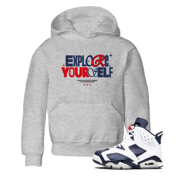 6s White And Midnight Navy shirts to match jordans Explore Yourself sneaker match tees Air Jordan 6 White And Midnight Navy SNRT Sneaker Tees streetwear brand Baby and Youth Heather Grey 1 cotton tee