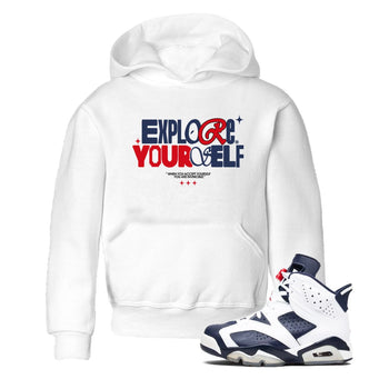 6s White And Midnight Navy shirts to match jordans Explore Yourself sneaker match tees Air Jordan 6 White And Midnight Navy SNRT Sneaker Tees streetwear brand Baby and Youth White 1 cotton tee