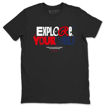 6s White And Midnight Navy shirts to match jordans Explore Yourself sneaker match tees Air Jordan 6 White And Midnight Navy SNRT Sneaker Tees streetwear brand Black 2 unisex cotton tee