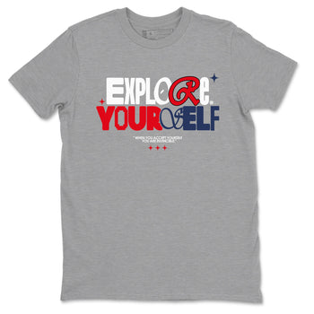 6s White And Midnight Navy shirts to match jordans Explore Yourself sneaker match tees Air Jordan 6 White And Midnight Navy SNRT Sneaker Tees streetwear brand Heather Grey 2 unisex cotton tee