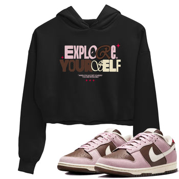 Dunk Cacao Wow And Pink Foam shirts to match jordans Explore Yourself sneaker match tees Dunk Cacao Wow And Pink Foam SNRT Sneaker Tees streetwear brand Black 1 crop tee