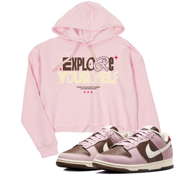Dunk Cacao Wow And Pink Foam shirts to match jordans Explore Yourself sneaker match tees Dunk Cacao Wow And Pink Foam SNRT Sneaker Tees streetwear brand Pink 1 crop tee