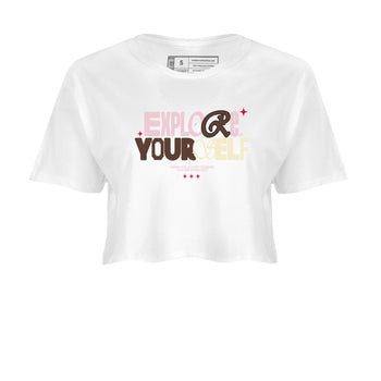 Dunk Cacao Wow And Pink Foam shirts to match jordans Explore Yourself sneaker match tees Dunk Cacao Wow And Pink Foam SNRT Sneaker Tees streetwear brand White 2 crop tee
