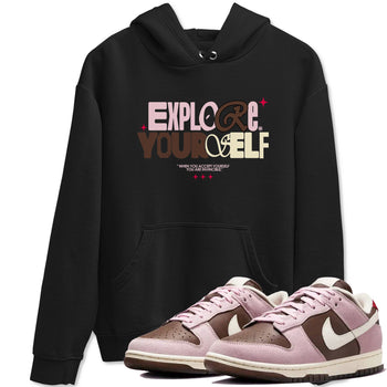Dunk Cacao Wow And Pink Foam shirts to match jordans Explore Yourself sneaker match tees Dunk Cacao Wow And Pink Foam SNRT Sneaker Tees streetwear brand Black 1 unisex cotton tee