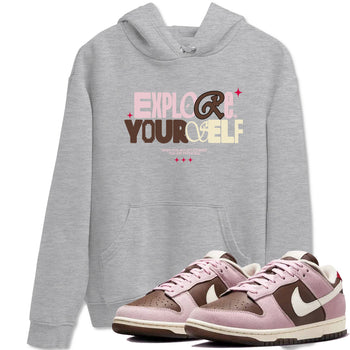 Dunk Cacao Wow And Pink Foam shirts to match jordans Explore Yourself sneaker match tees Dunk Cacao Wow And Pink Foam SNRT Sneaker Tees streetwear brand Heather Grey 1 unisex cotton tee