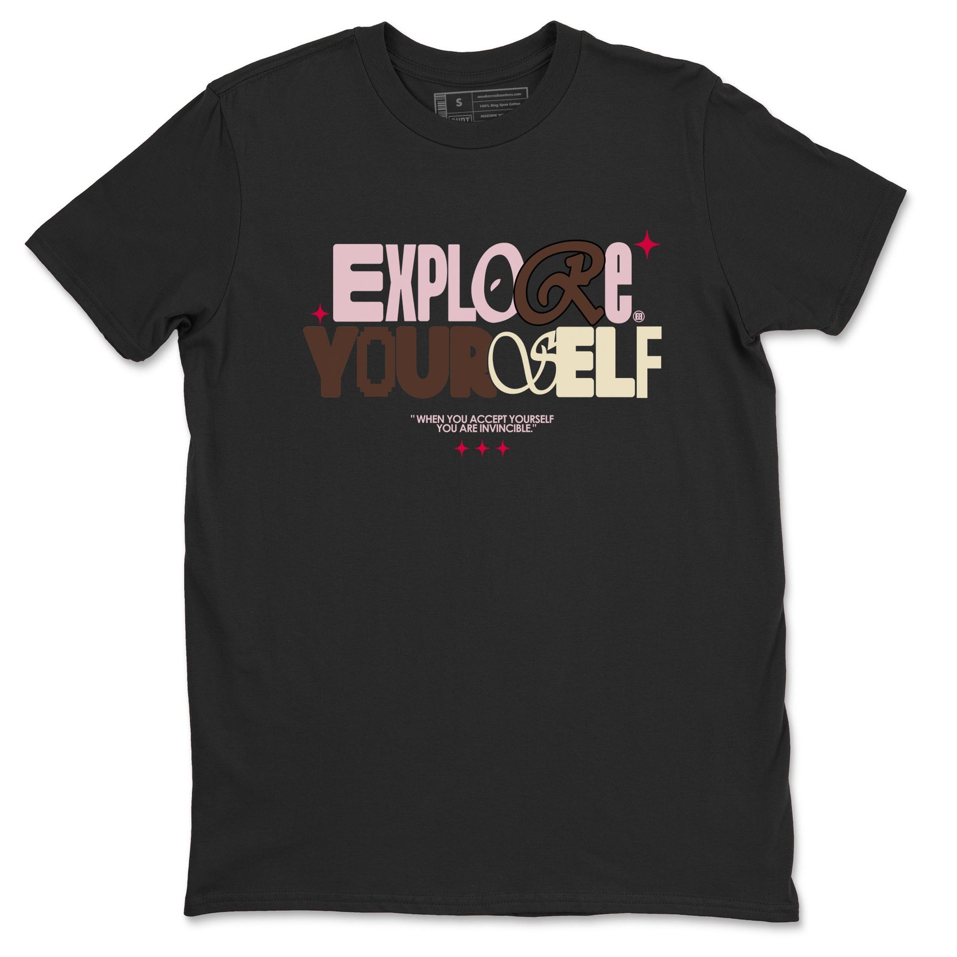 Dunk Cacao Wow And Pink Foam shirts to match jordans Explore Yourself sneaker match tees Dunk Cacao Wow And Pink Foam SNRT Sneaker Tees streetwear brand Black 2 unisex cotton tee