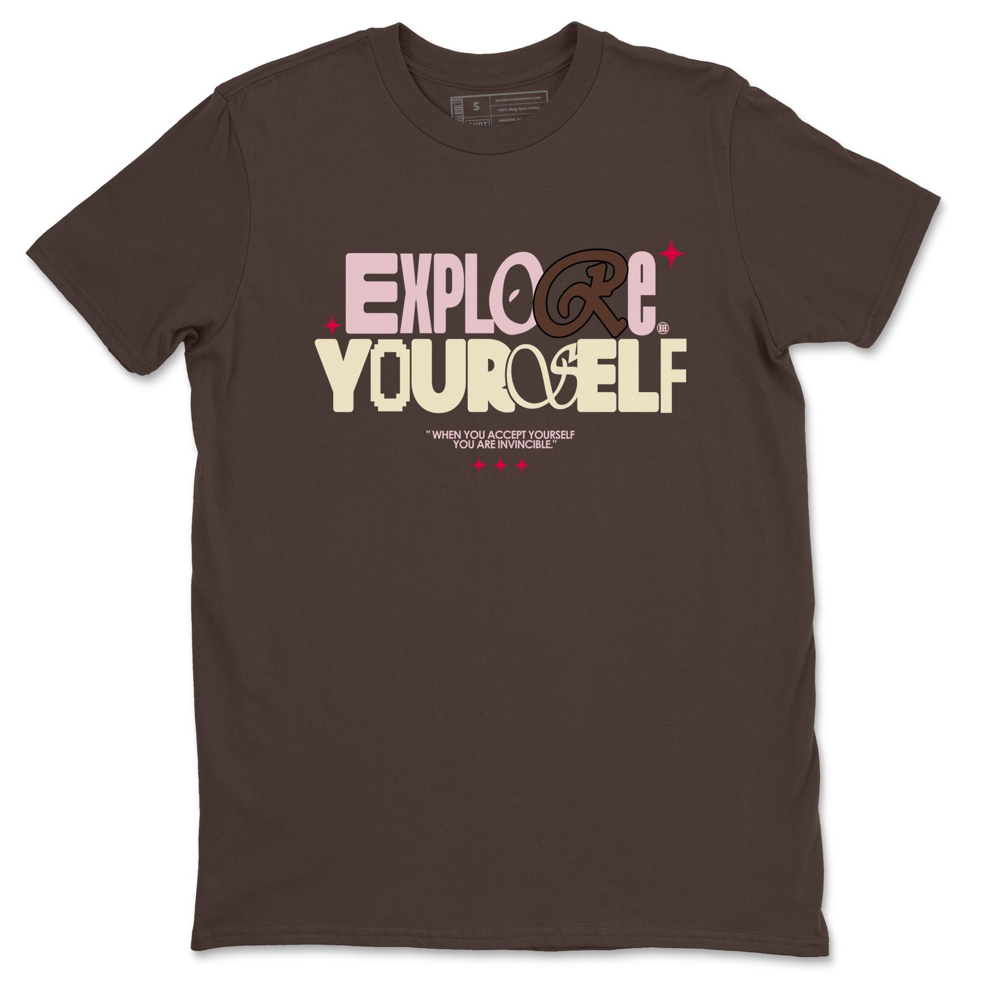 Dunk Cacao Wow And Pink Foam shirts to match jordans Explore Yourself sneaker match tees Dunk Cacao Wow And Pink Foam SNRT Sneaker Tees streetwear brand Dark Chocolate 2 unisex cotton tee