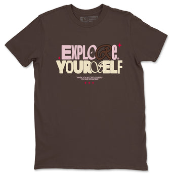 Dunk Cacao Wow And Pink Foam shirts to match jordans Explore Yourself sneaker match tees Dunk Cacao Wow And Pink Foam SNRT Sneaker Tees streetwear brand Dark Chocolate 2 unisex cotton tee
