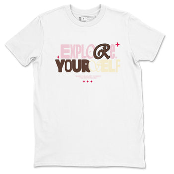 Dunk Cacao Wow And Pink Foam shirts to match jordans Explore Yourself sneaker match tees Dunk Cacao Wow And Pink Foam SNRT Sneaker Tees streetwear brand White 2 unisex cotton tee