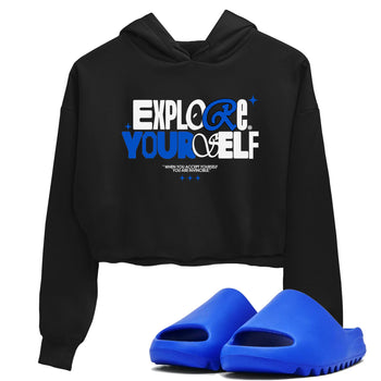 Yeezy Slide Azure shirts to match jordans Explore Yourself sneaker match tees Yeezy Slide Azure SNRT Sneaker Tees streetwear brand Black 1 crop tee