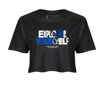 Yeezy Slide Azure shirts to match jordans Explore Yourself sneaker match tees Yeezy Slide Azure SNRT Sneaker Tees streetwear brand Black 2 crop tee