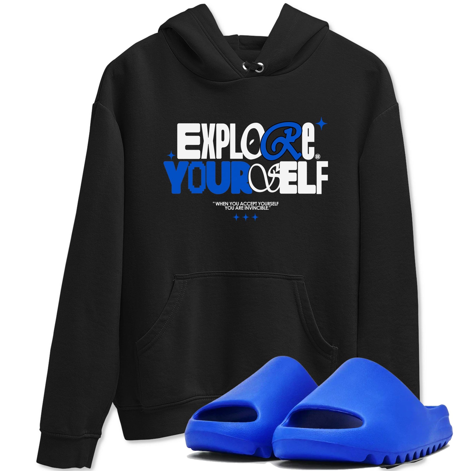 Yeezy Slide Azure shirts to match jordans Explore Yourself sneaker match tees Yeezy Slide Azure SNRT Sneaker Tees streetwear brand Black 1 unisex cotton tee