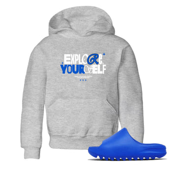 Yeezy Slide Azure shirts to match jordans Explore Yourself sneaker match tees Yeezy Slide Azure SNRT Sneaker Tees streetwear brand Baby and Youth Heather Grey 1 cotton tee