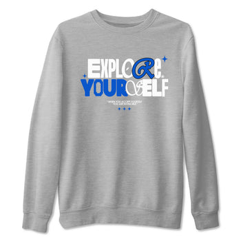 Yeezy Slide Azure shirts to match jordans Explore Yourself sneaker match tees Yeezy Slide Azure SNRT Sneaker Tees streetwear brand Heather Grey 2 unisex cotton tee
