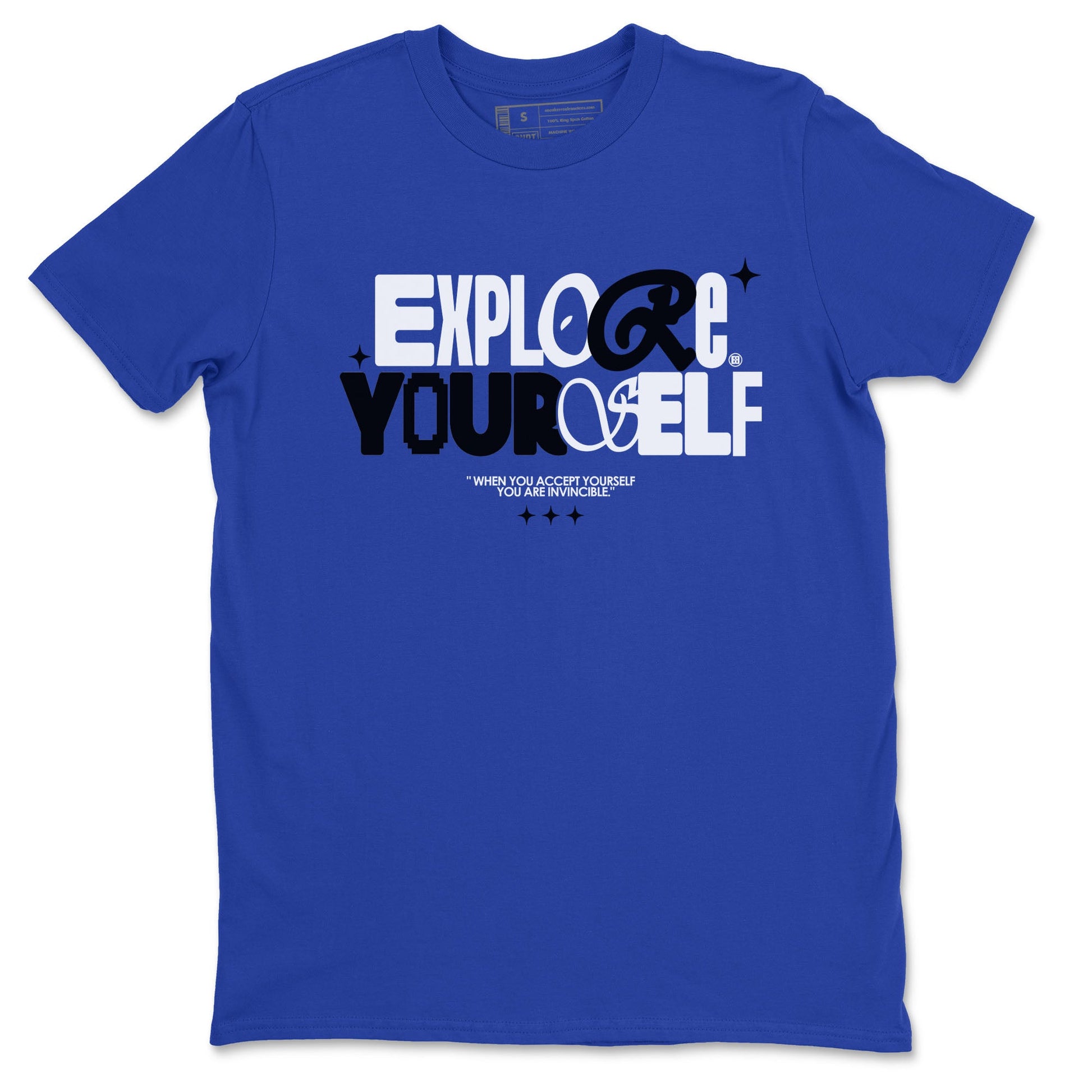 Yeezy Slide Azure shirts to match jordans Explore Yourself sneaker match tees Yeezy Slide Azure SNRT Sneaker Tees streetwear brand Royal Blue 2 unisex cotton tee