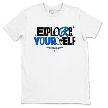 Yeezy Slide Azure shirts to match jordans Explore Yourself sneaker match tees Yeezy Slide Azure SNRT Sneaker Tees streetwear brand White 2 unisex cotton tee