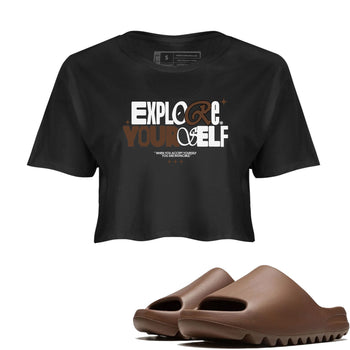 Yeezy Slide Flax shirts to match jordans Explore Yourself sneaker match tees Yeezy Slide Flax SNRT Sneaker Tees streetwear brand Black 1 crop tee