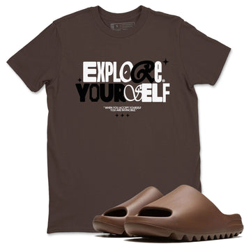 Yeezy Slide Flax shirts to match jordans Explore Yourself sneaker match tees Yeezy Slide Flax SNRT Sneaker Tees streetwear brand Dark Chocolate 1 unisex cotton tee
