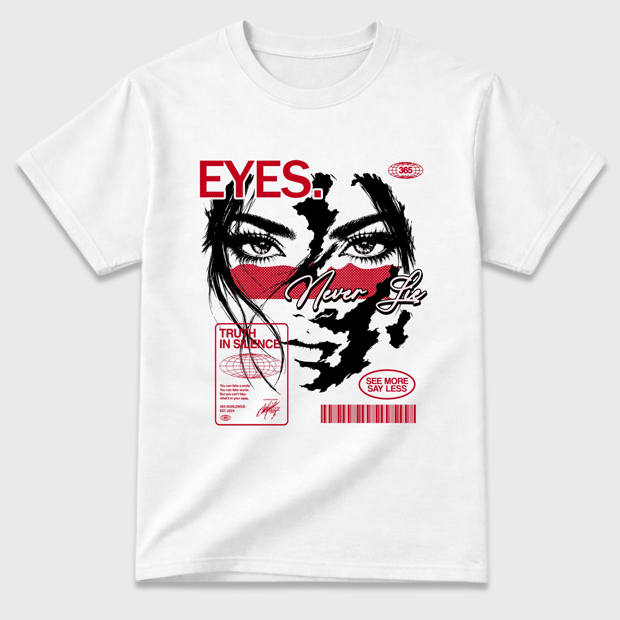 Eyes Never Lie Graphic T-Shirt featuring original streetwear artwork designed to match the Air Jordan 1 Nails and Grails. White 2 Graphic T-Shirt.