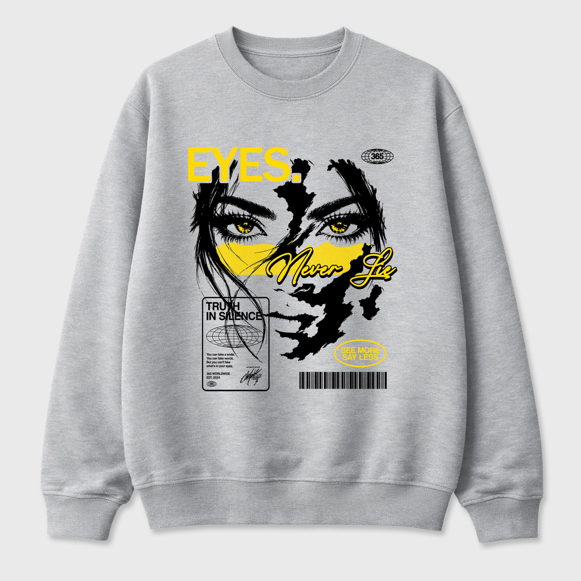 Eyes Never Lie Graphic T-Shirt featuring original streetwear artwork designed to match the Air Jordan 4 Tour Yellow. Heather Grey 2 Graphic Tee.
