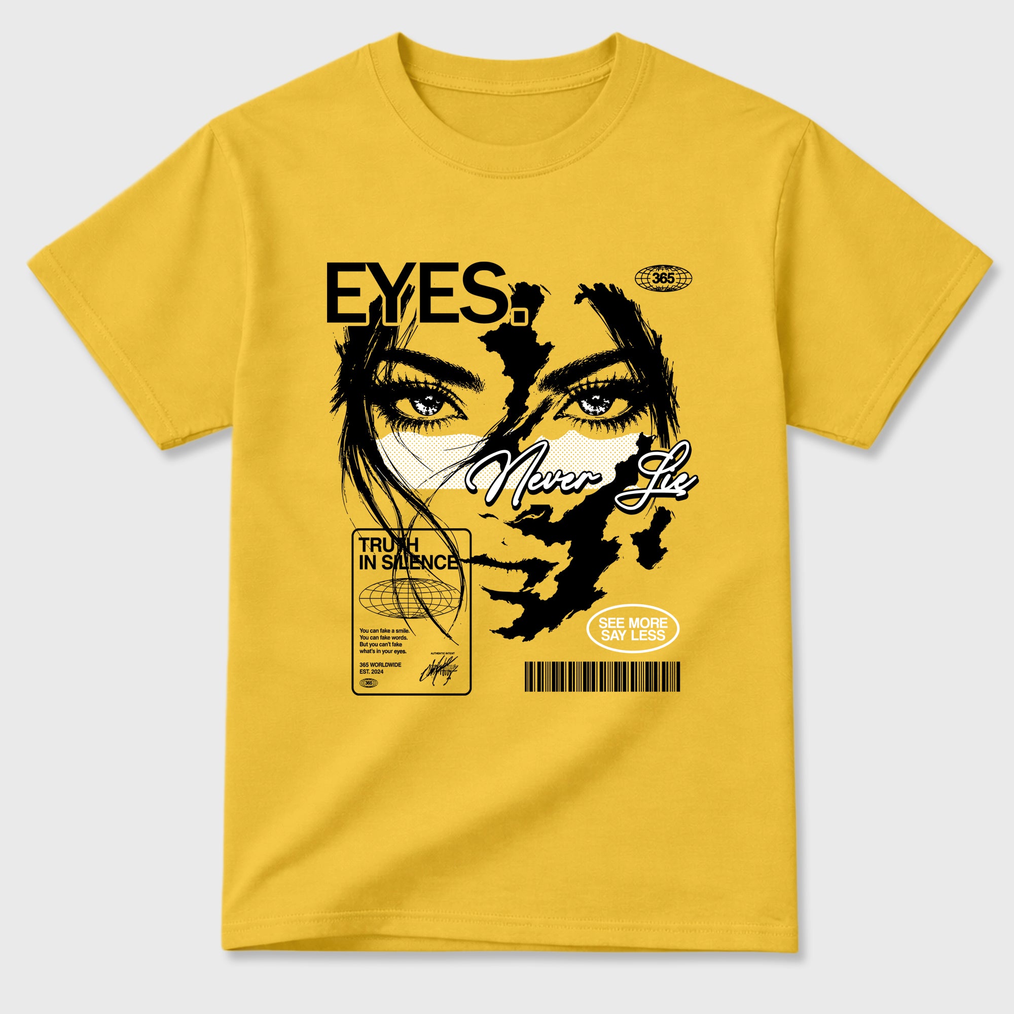 Eyes Never Lie Graphic T-Shirt featuring original streetwear artwork designed to match the Air Jordan 4 Tour Yellow. Daisy 2 Graphic T-Shirt.