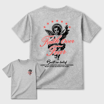 Faith Over Fear sneaker match t-shirt styled to complete your fit with the Air Max 90 Infrared sneakers, double side graphic tee.