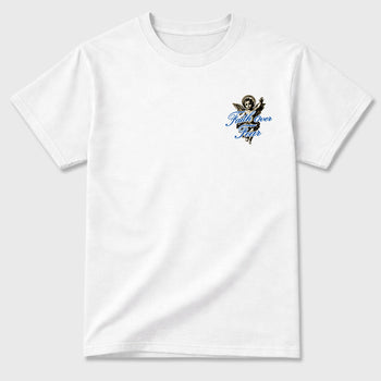 Faith Over Fear sneaker match t-shirt styled to complete your fit with the sneakers, shown in White.