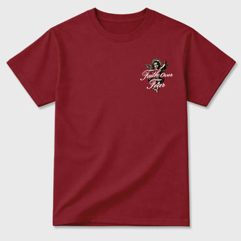 Faith Over Fear Graphic T-Shirt sneaker match tee designed for the 3s Burgundy Crush, featuring coordinated color options for a perfect streetwear match. Cardinal shirt.