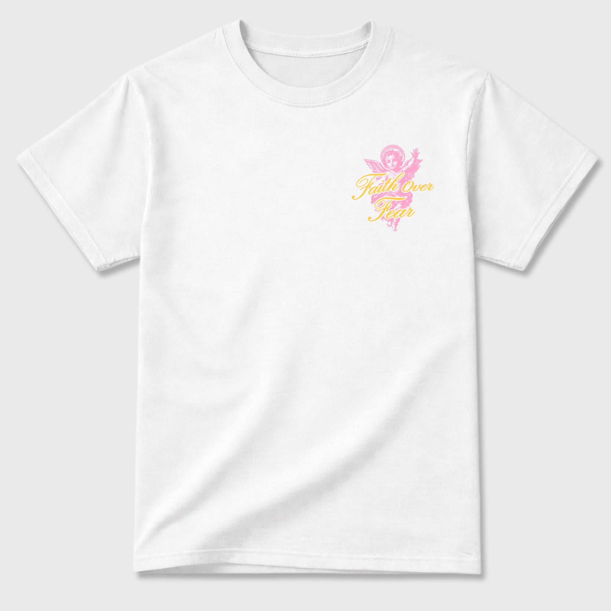 Faith Over Fear Graphic T-Shirt featuring original streetwear artwork designed to match the . White Graphic T-Shirt.