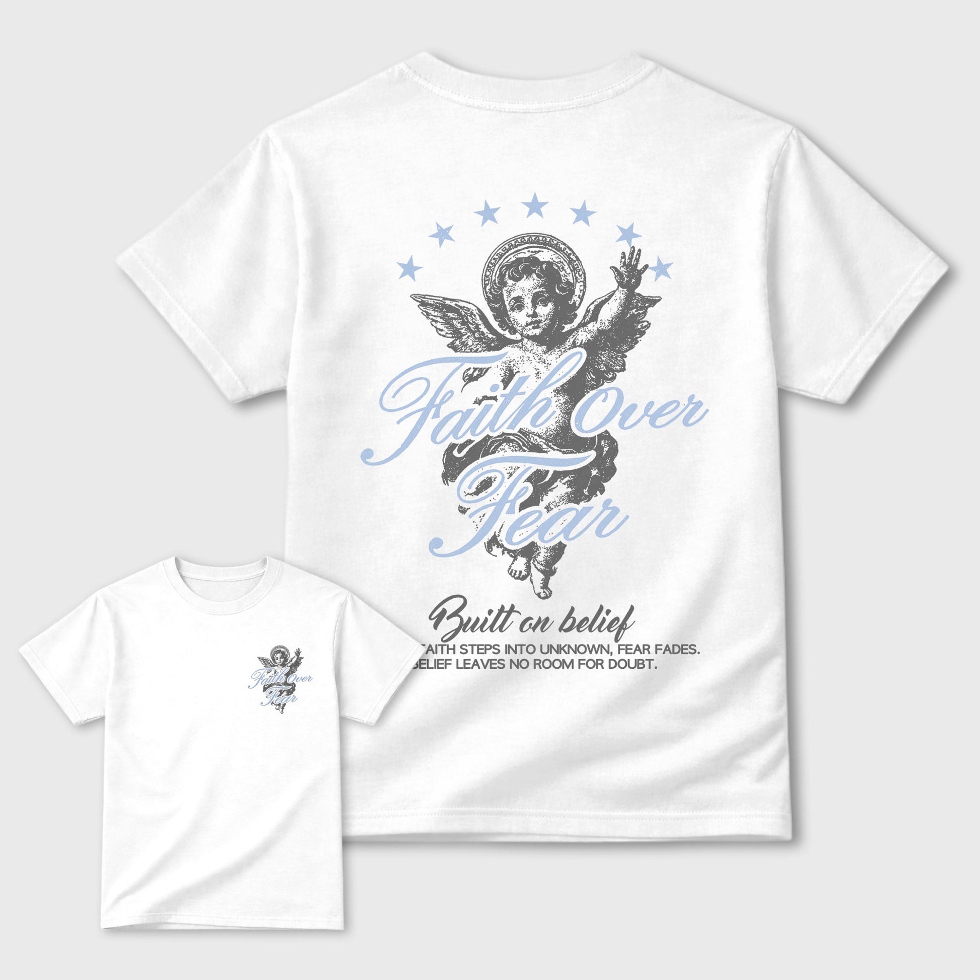 Faith Over Fear sneaker match t-shirt styled to complete your fit with the sneakers, shown in White.