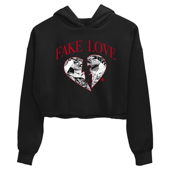 1s '85 Bred shirts to match jordans Fake Love best t shirts to wear with jordans AJ1 '85 Bred match shoes to clothes SNRT Sneaker Tees unisex cotton Black 2 crop tee
