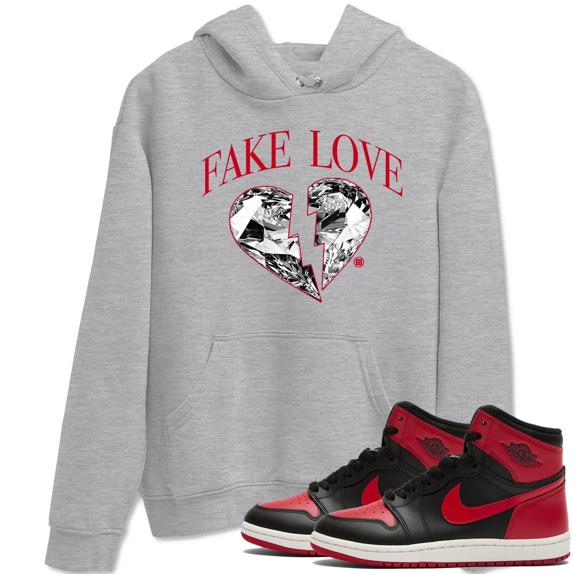 1s '85 Bred shirts to match jordans Fake Love best t shirts to wear with jordans AJ1 '85 Bred match shoes to clothes SNRT Sneaker Tees unisex cotton Heather Grey 1 shirts
