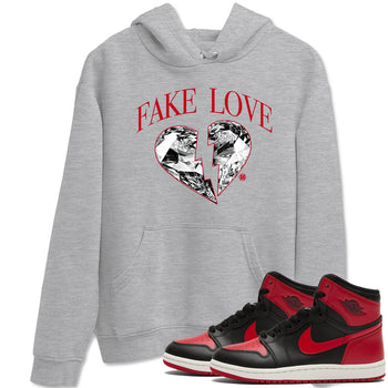 1s '85 Bred shirts to match jordans Fake Love best t shirts to wear with jordans AJ1 '85 Bred match shoes to clothes SNRT Sneaker Tees unisex cotton Heather Grey 1 shirts