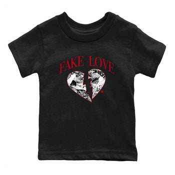 1s '85 Bred shirts to match jordans Fake Love best t shirts to wear with jordans AJ1 '85 Bred match shoes to clothes SNRT Sneaker Tees Youth Baby Black 2 tee