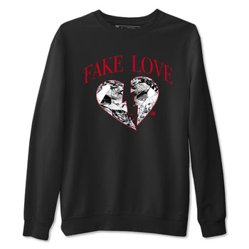 1s '85 Bred shirts to match jordans Fake Love best t shirts to wear with jordans AJ1 '85 Bred match shoes to clothes SNRT Sneaker Tees unisex cotton Black 2 shirts